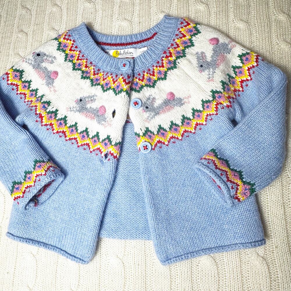 Baby Boden Bunny Cardigan sz 3-6 m